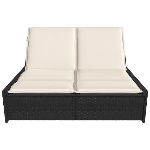 Dobbelt loungesofa med hynder polyrattan sort