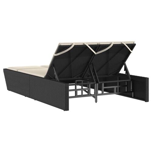 Dobbelt loungesofa med hynder polyrattan sort