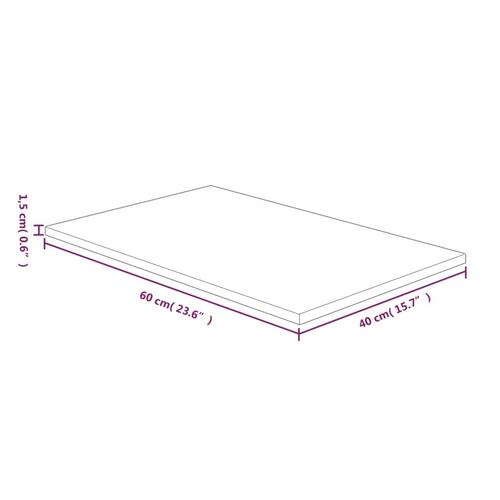 Bordplade til badeværelse 60x40x1,5 cm massivt træ ubehandlet