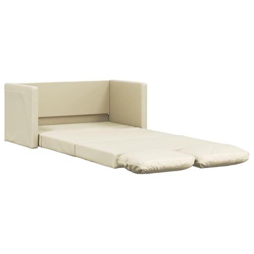 2-i-1 sovesofa 112x174x55 cm kunstlæder cremefarvet