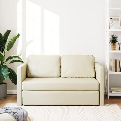 2-i-1 sovesofa 112x174x55 cm kunstlæder cremefarvet