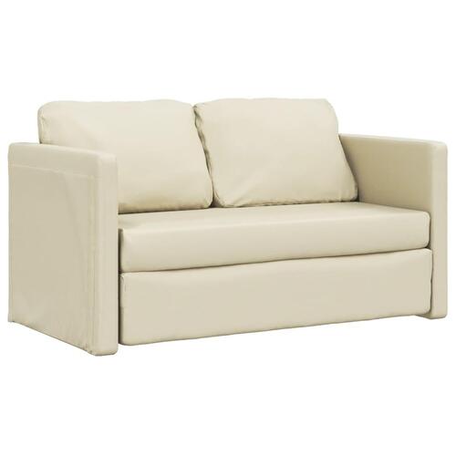 2-i-1 sovesofa 112x174x55 cm kunstlæder cremefarvet