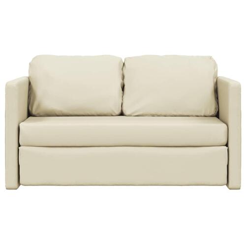 2-i-1 sovesofa 112x174x55 cm kunstlæder cremefarvet