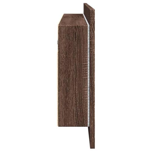 Badeværelsesskab m. spejl og LED-lys 100x12x45 cm brun eg