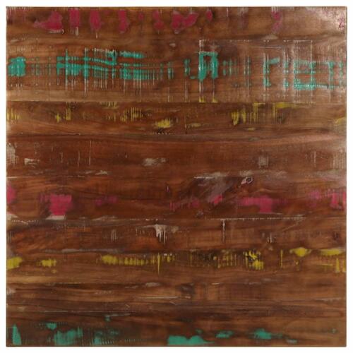 Bordplade 80x80x3,8 cm firkantet massivt genbrugstræ
