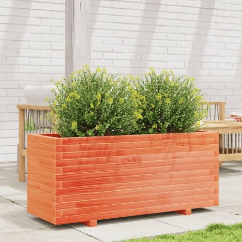 Plantekasse 110x40x49,5 cm massivt fyrretræ gyldenbrun