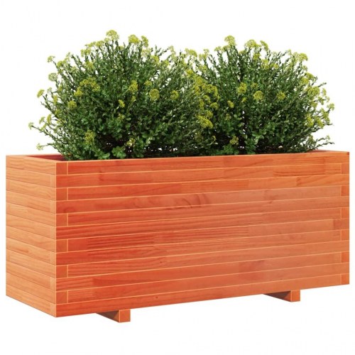 Plantekasse 110x40x49,5 cm massivt fyrretræ gyldenbrun