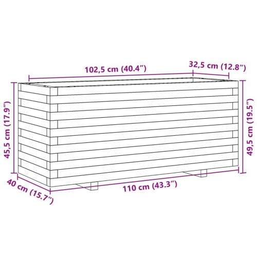 Plantekasse 110x40x49,5 cm massivt fyrretræ gyldenbrun