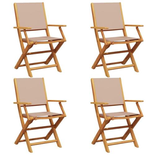 Foldbare havestole 4 stk. stof og massivt træ gråbrunt