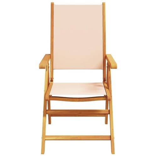 Havestole 8 stk. med lænefunktion stof og massivt træ beige