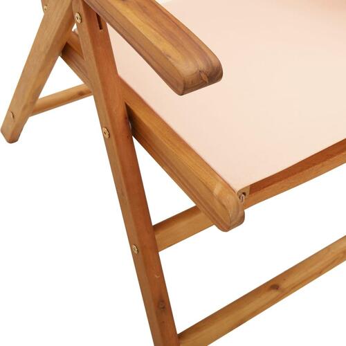 Havestole 8 stk. med lænefunktion stof og massivt træ beige