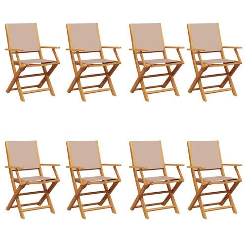 Foldbare havestole 8 stk. stof og massivt træ gråbrunt