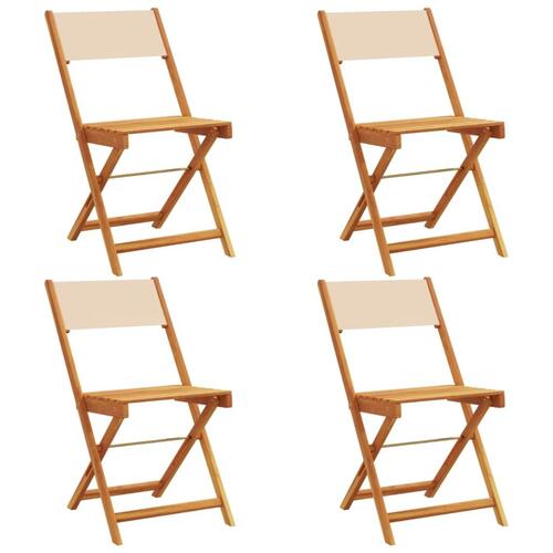 Foldbare havestole 4 stk. stof og massivt træ beige