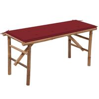 Foldbar havebænk med hynde 118 cm bambus