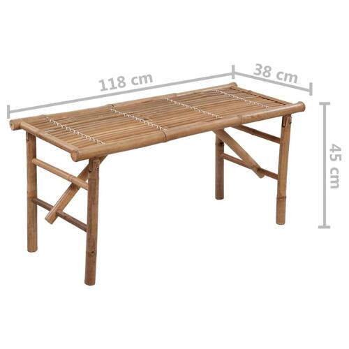Foldbar havebænk med hynde 118 cm bambus