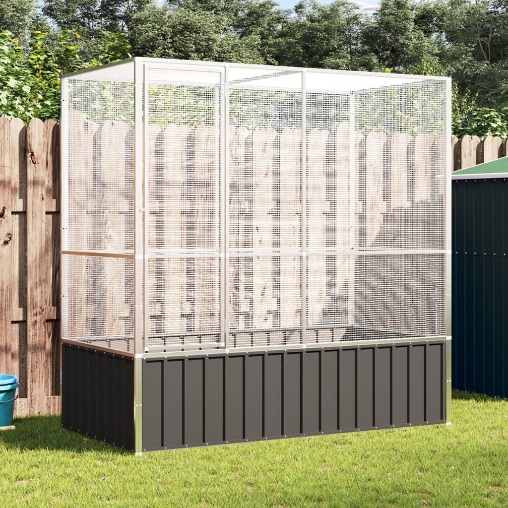 Fuglebur 210,5x107x212 cm stål sølvfarvet