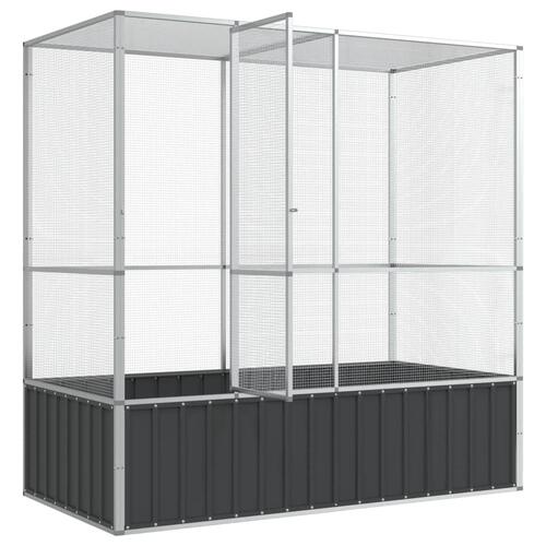 Fuglebur 210,5x107x212 cm stål sølvfarvet