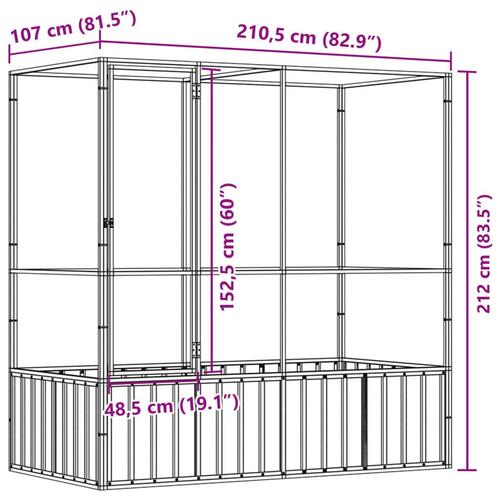 Fuglebur 210,5x107x212 cm stål sølvfarvet