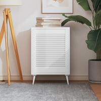 Skabslåge 61,5x49,4 cm lameldesign massivt fyrretræ hvid
