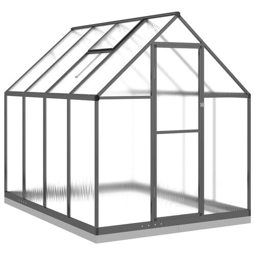Drivhus med fundamentramme 224x169x202 cm aluminium antracitgrå