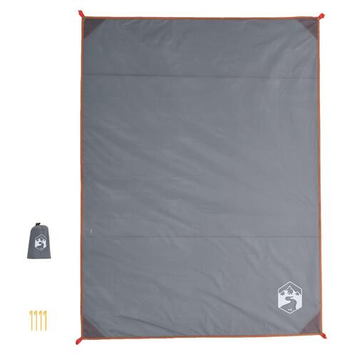 Picnictæppe med pløkker 205x155 cm grå og orange