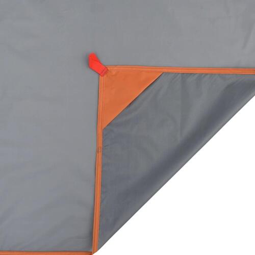 Picnictæppe med pløkker 205x155 cm grå og orange