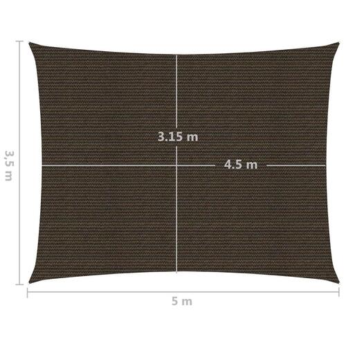 Solsejl 160 g/m² 3,5x5 m HDPE brun