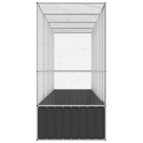 Voliere med udvidelse 418,5x107x212 cm stål sølvfarvet
