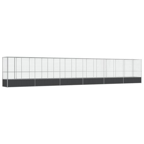 Voliere med udvidelse 1250,5x107x212 cm stål sølvfarvet