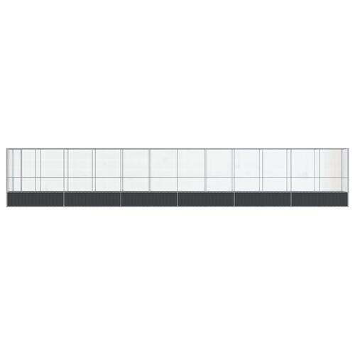 Voliere med udvidelse 1250,5x107x212 cm stål sølvfarvet