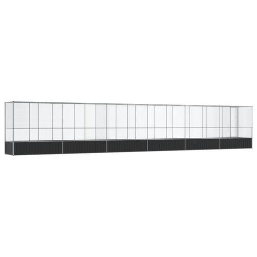 Voliere med udvidelse 1250,5x107x212 cm stål sølvfarvet