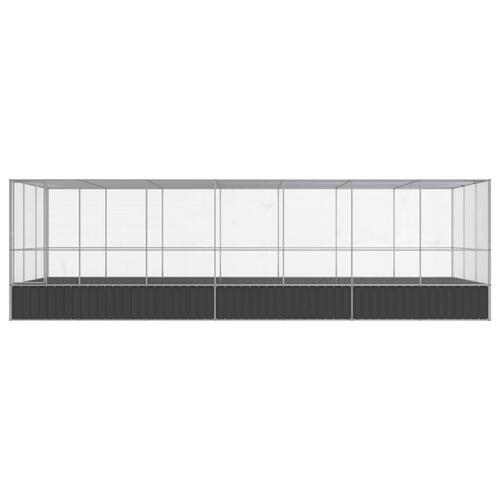 Voliere med udvidelse 725x307x212 cm stål sølvfarvet