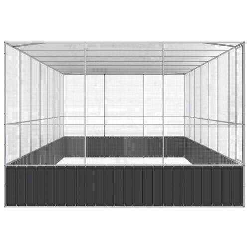 Voliere med udvidelse 725x307x212 cm stål sølvfarvet