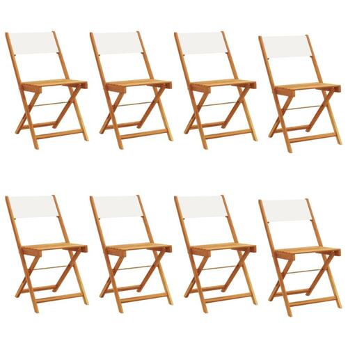 Foldbare havestole 8 stk. stof og massivt træ cremehvid