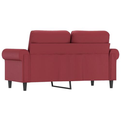 2-personers sofa 120 cm kunstlæder vinrød