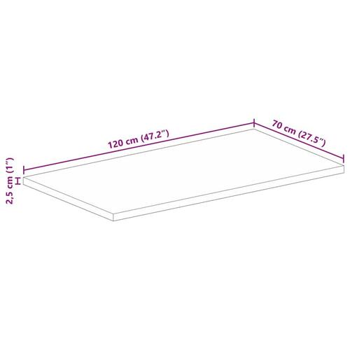 Bordplade 120x70x2,5 cm rektangulær massivt genbrugstræ