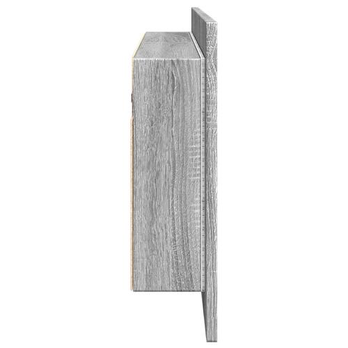 Badeværelsesskab m. spejl og LED-lys 100x12x45 cm grå sonoma-eg