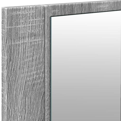 Badeværelsesskab m. spejl og LED-lys 100x12x45 cm grå sonoma-eg
