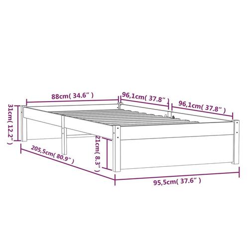 Sengeramme 90x200 cm massivt træ