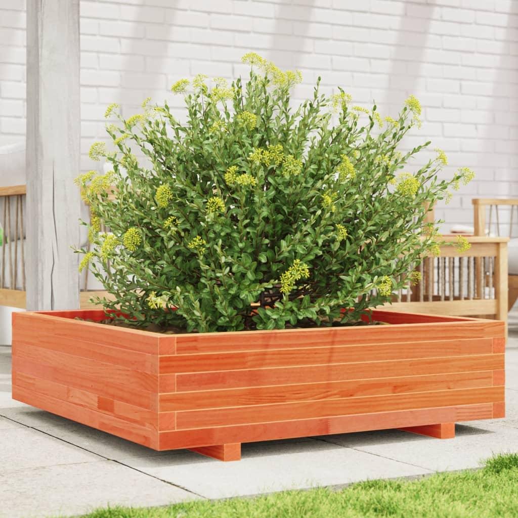 Plantekasse 90x90x26,5 cm massivt fyrretræ gyldenbrun billede