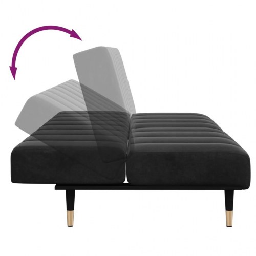 2-personers sovesofa med fodskammel velour sort