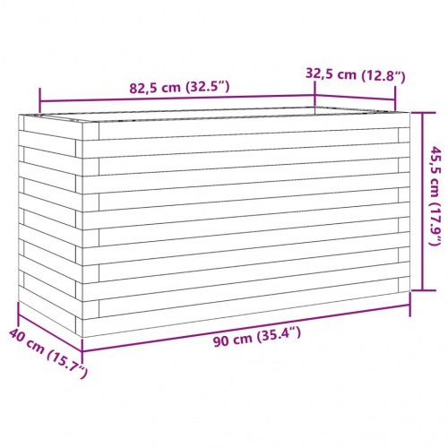 Plantekasse i massivt douglasgran 90 × 40 × 45,5 cm - rektangulær blomsterkasse