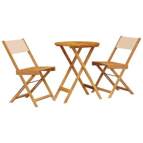 Bistrosæt 3 dele stof og massivt træ beige