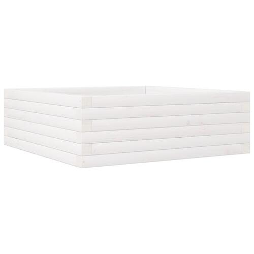 Plantekasse 70x70x23 cm massivt fyrretræ hvid