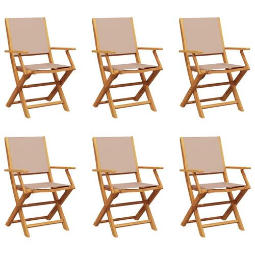 Foldbare havestole 6 stk. stof og massivt træ gråbrunt