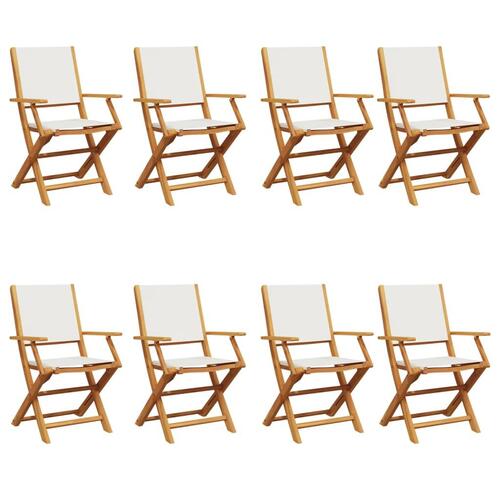 Foldbare havestole 8 stk. stof og massivt træ cremehvid