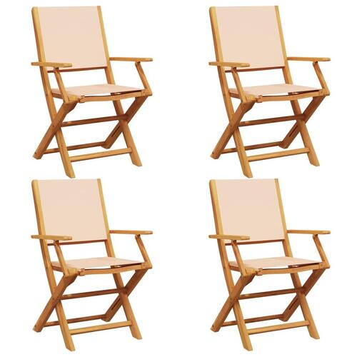Foldbare havestole 4 stk. stof og massivt træ beige
