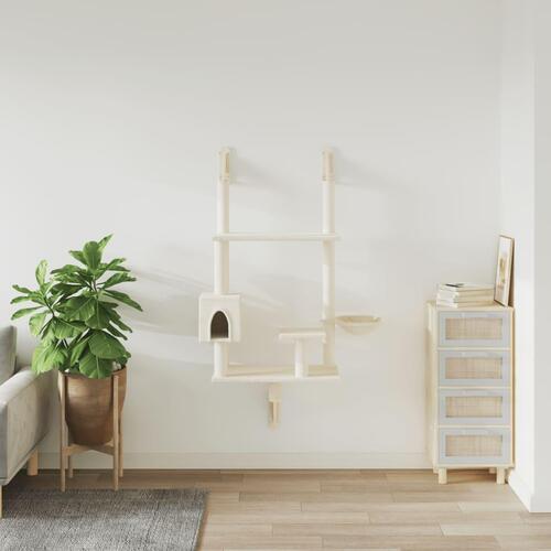 Væghængt kradsetræ med kradsestolpe 153 cm cremefarvet
