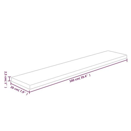 Hyldeplade 100x20x2,5 cm ubehandlet massivt egetræ