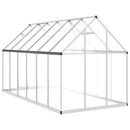 Drivhus med fundamentramme 334x169x195 cm aluminium sølvfarvet